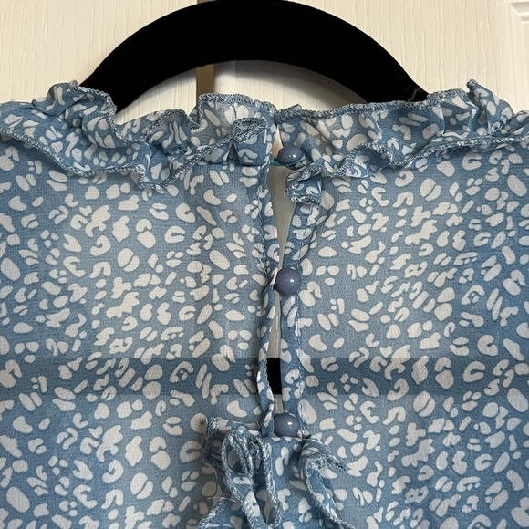 TikTok famous Ruffled layer long sleeve open back swing‎ mini dress Small - Picture 10 of 15